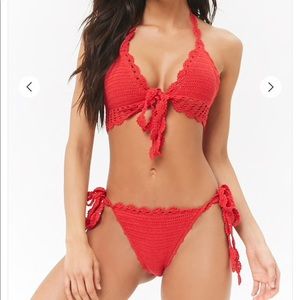 NEVER BEEN WORN red crochet bikini bottoms